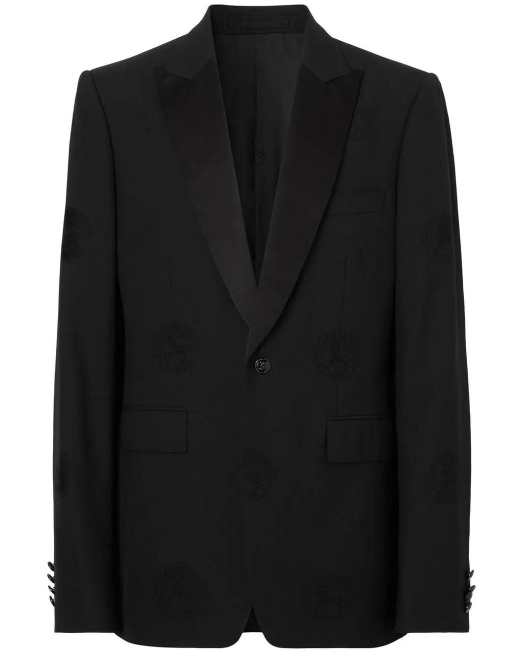 Burberry Black Oak Leaf Crest Jacquard Tuxedo Jacket, Brand Size 56 (Us for men