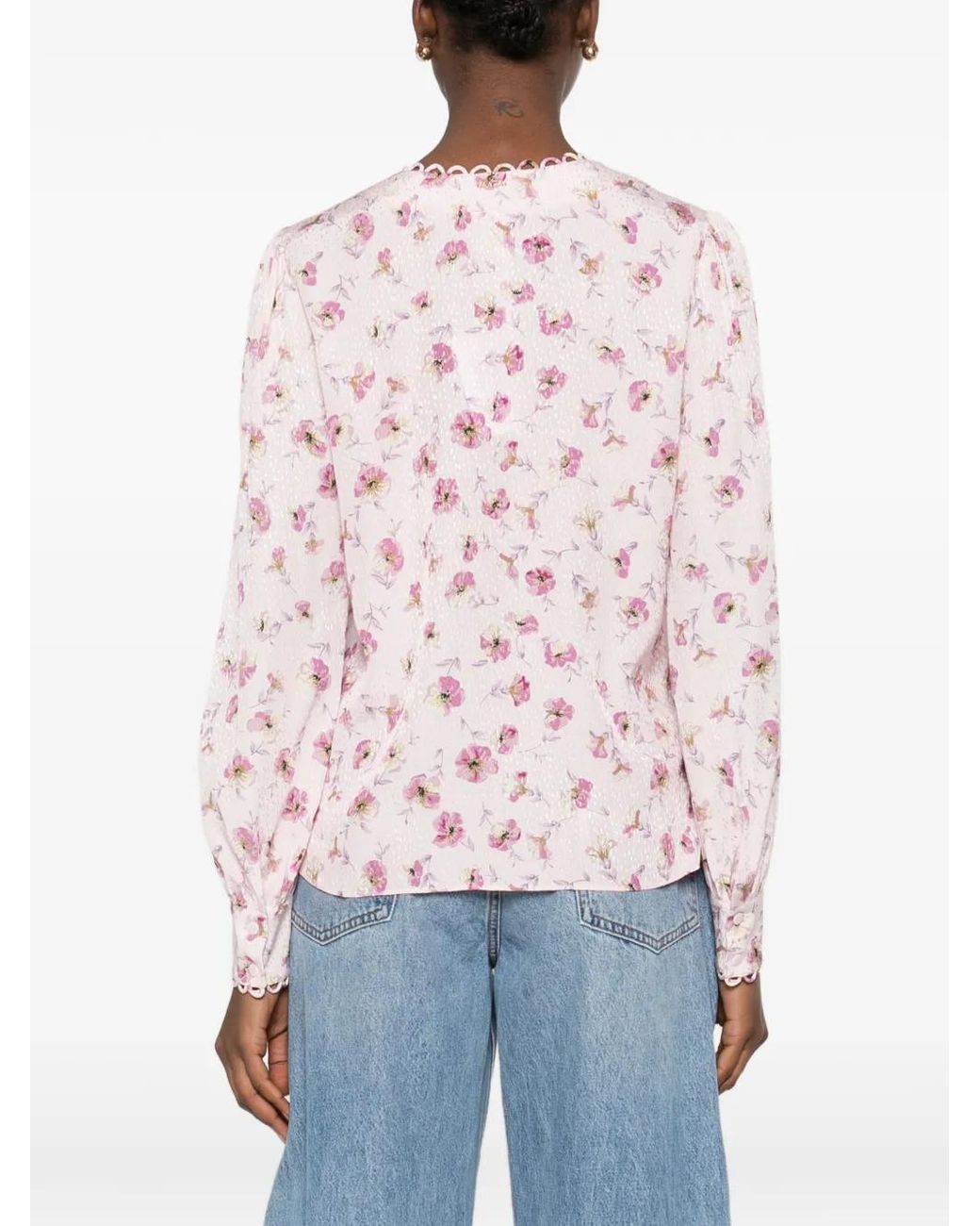 Twinset Pink Floral V-Neck Blouse