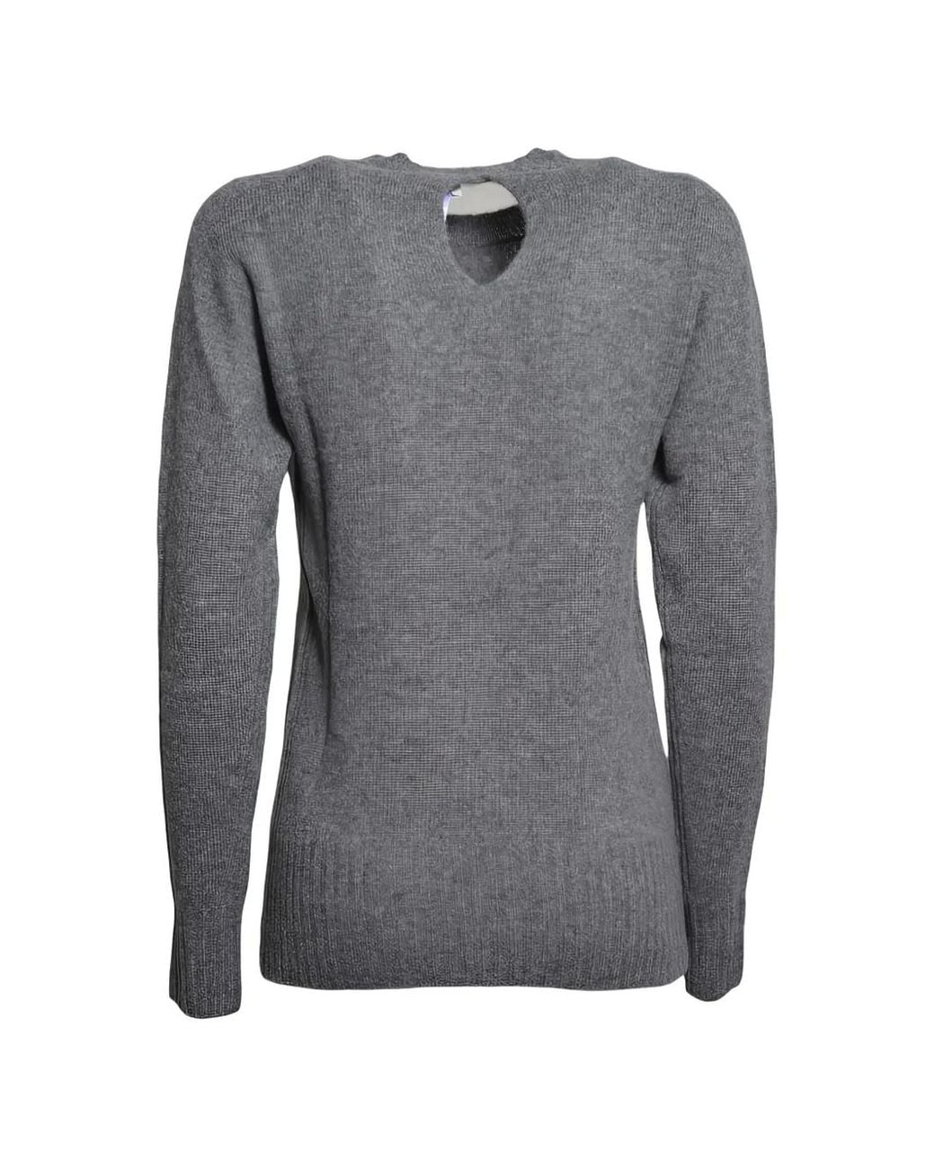 SOLOTRE Gray Cut-Out Knitted Sweater