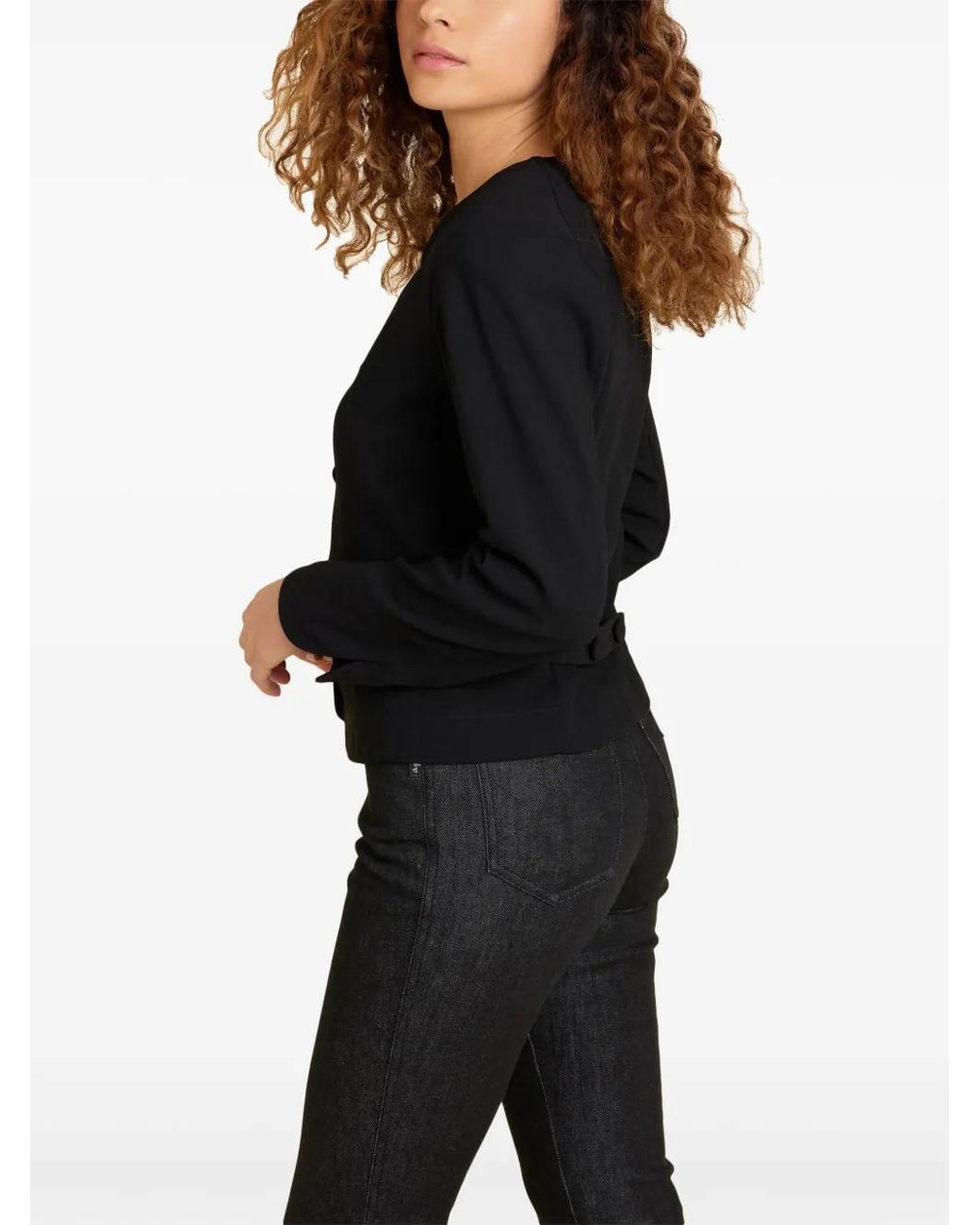 Agnes B. Black Collarless Button-Up Jacket
