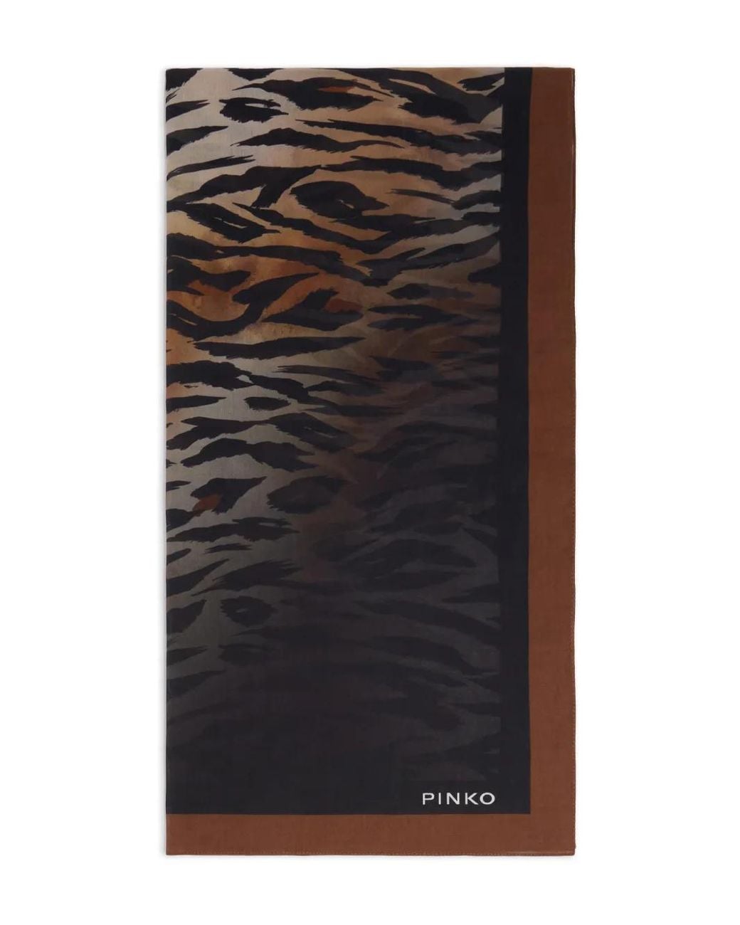 Pinko Black Marrone Animal Print Cotton Scarf
