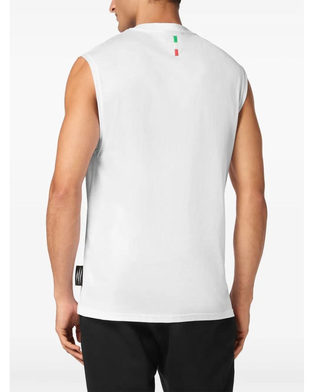 Philipp Plein White Tiger-Motif Tank Top for men