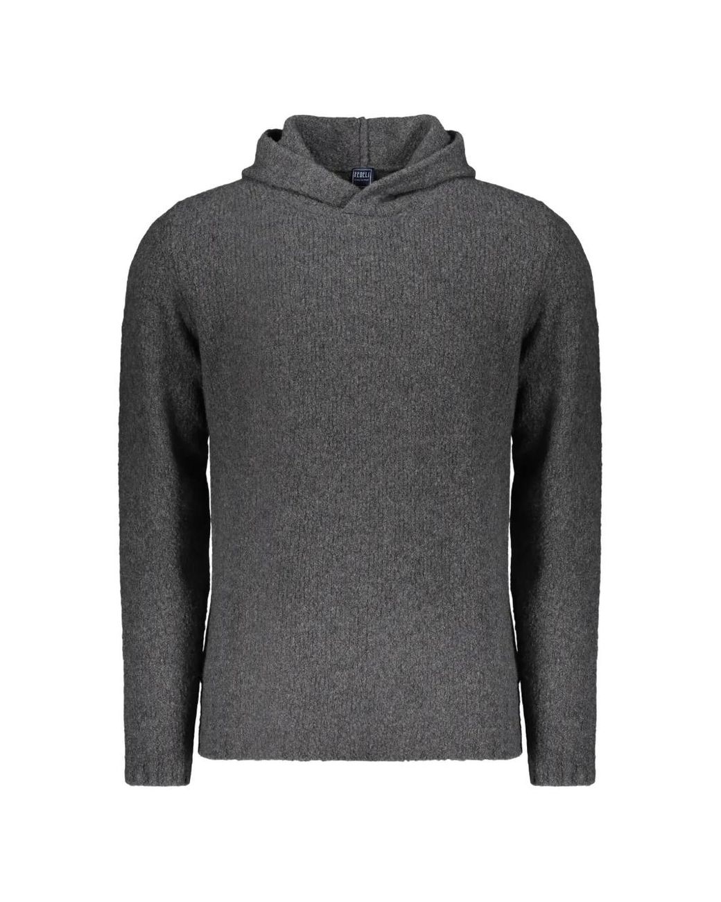Fedeli Gray Hooded Long-Sleeve Sweater for men