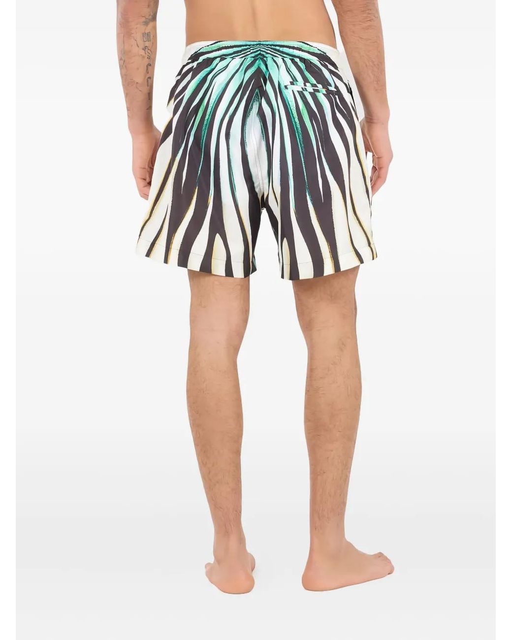 Roberto Cavalli Green Drawstring Swim Shorts for men