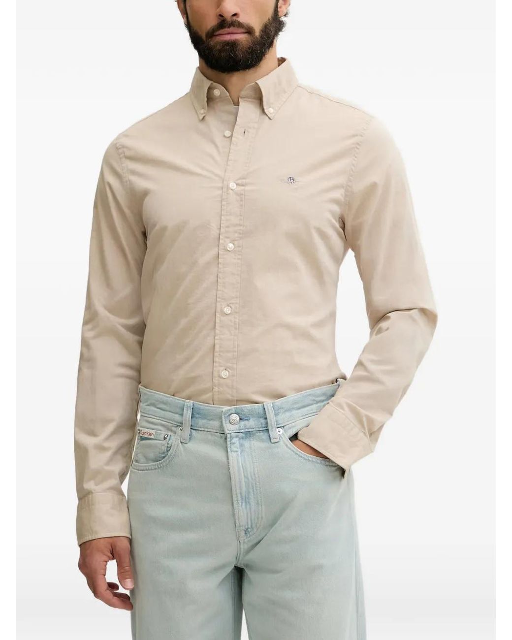 Gant Button-Down-Hemd Mit Logo in Natural für Herren