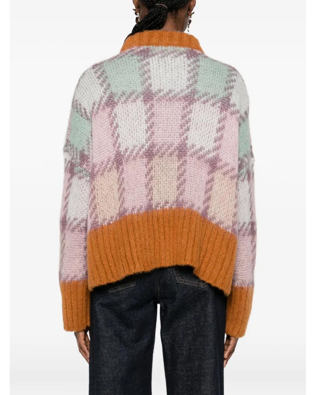 Marni Pink Checked Mohair Jumper