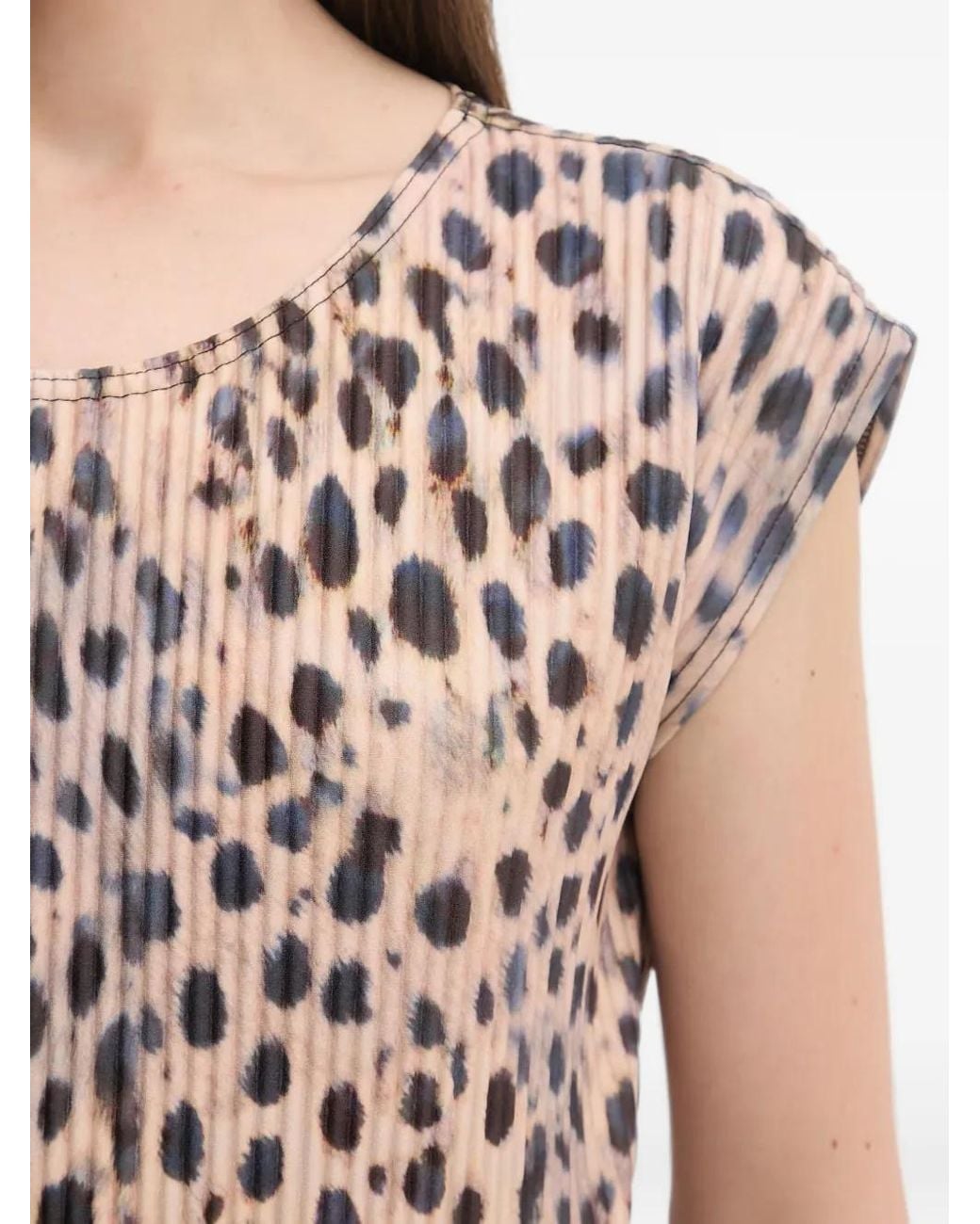 Joseph Ribkoff Black Leopard-Print Plissé Top