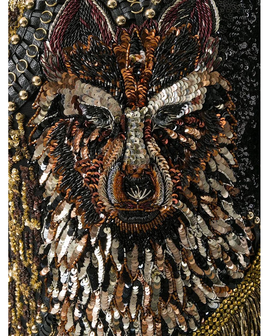 Balmain Black Abito Ricamato 'wolf'