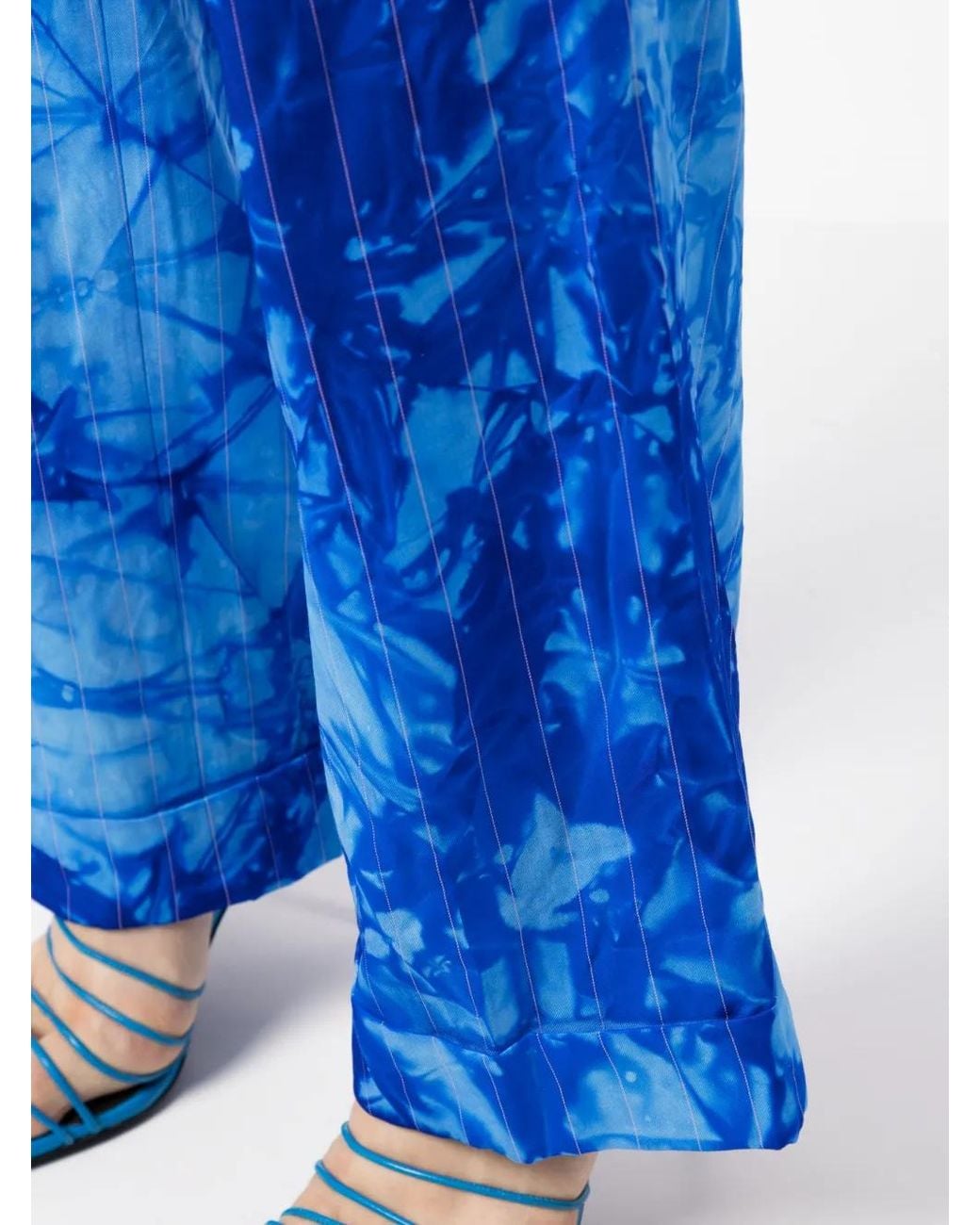 Stain Shade Blue Tie-Dye Wool Suit Trousers