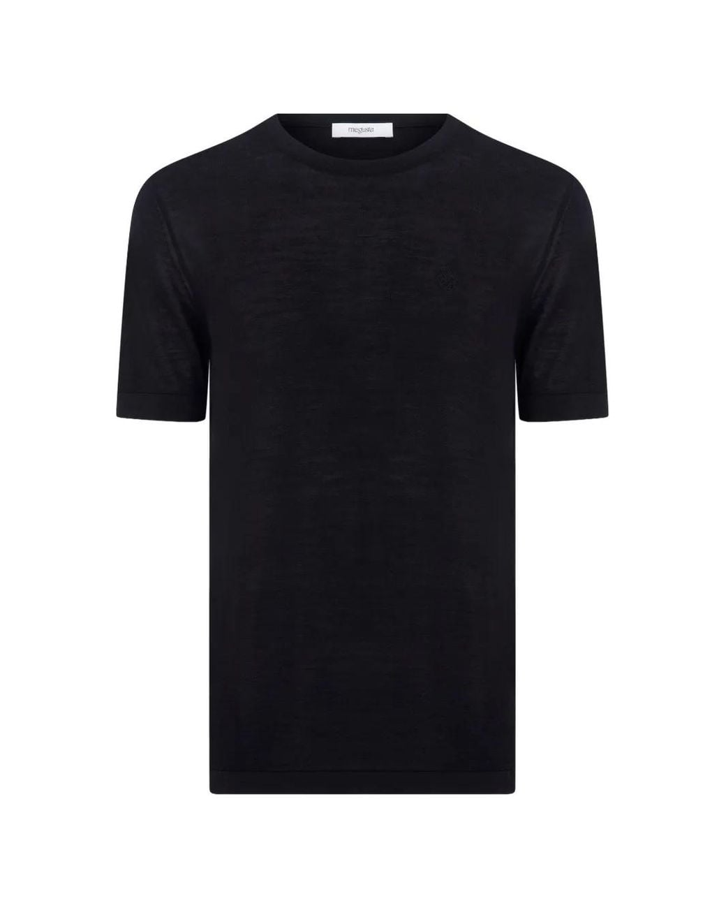 MEGUSTA Black Knitted Cashmere T-Shirt for men