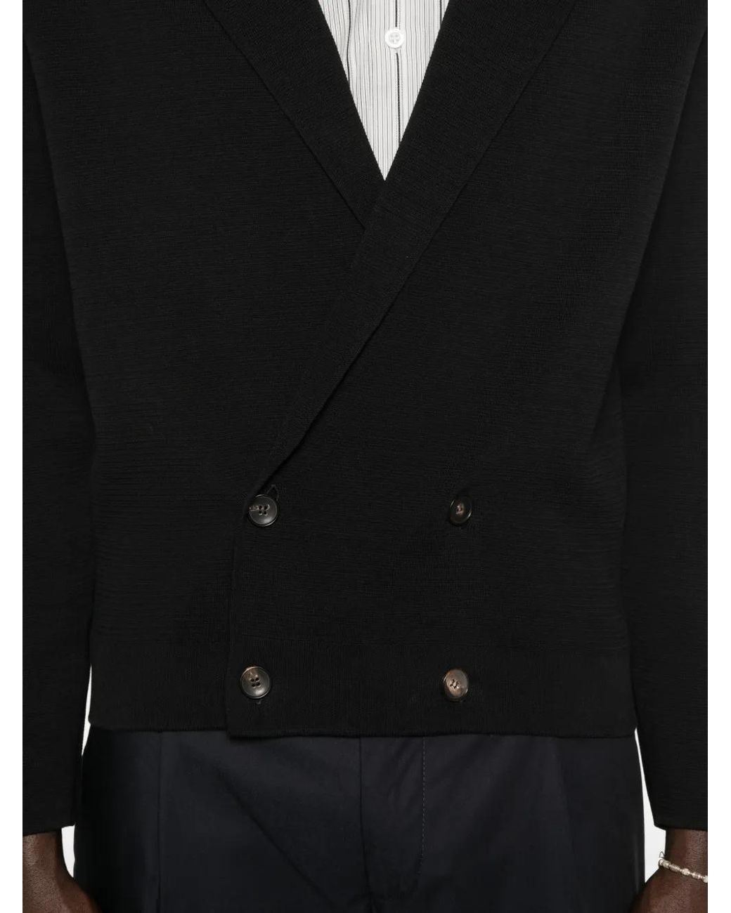 FILIPPO DE LAURENTIIS Black Double Breasted Cardigan for men