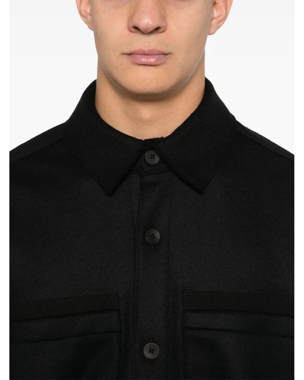Transit Wollen Gerafeld Shirtjack in het Black voor heren