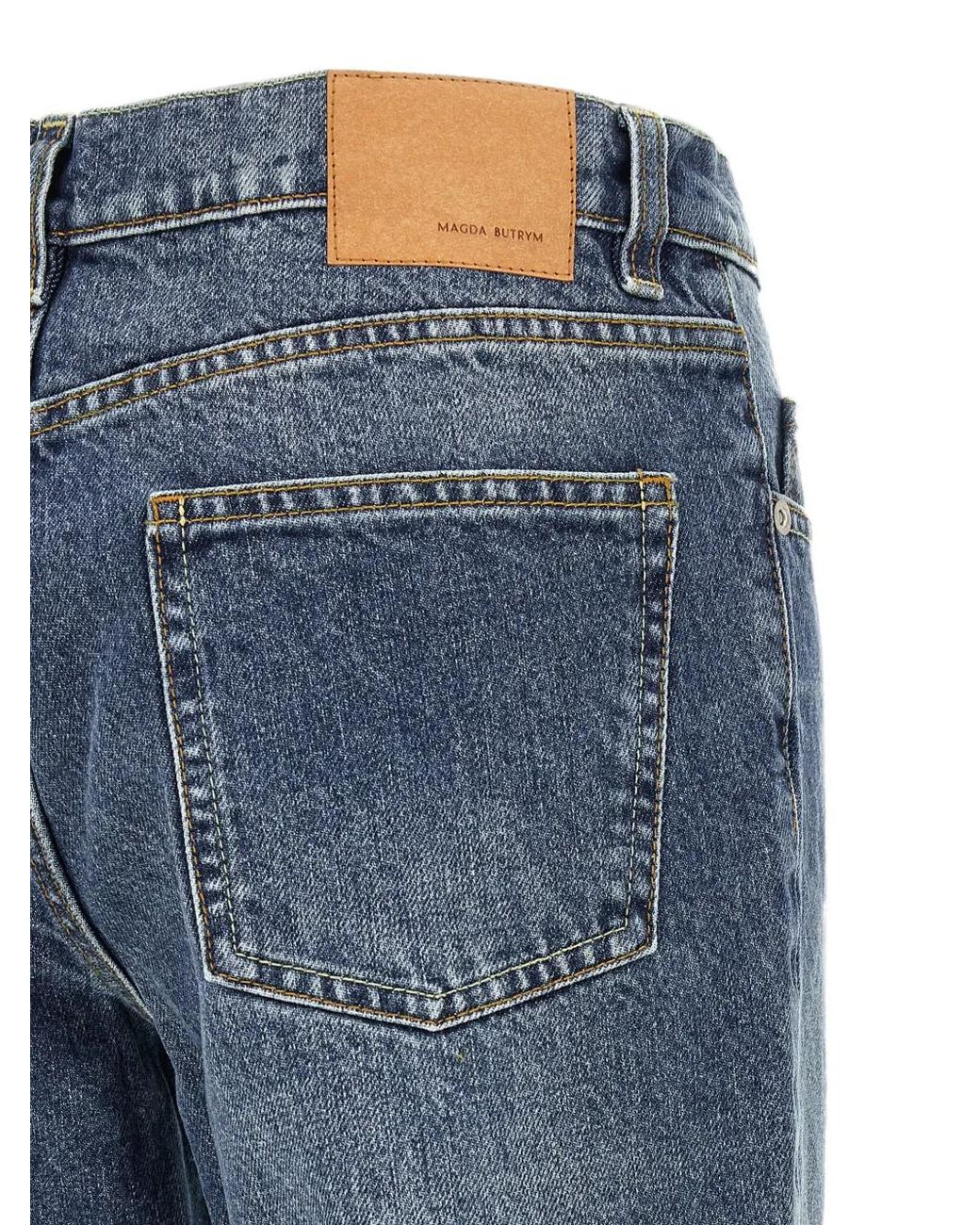 Magda Butrym Blue Low-Waisted Frayed Jeans