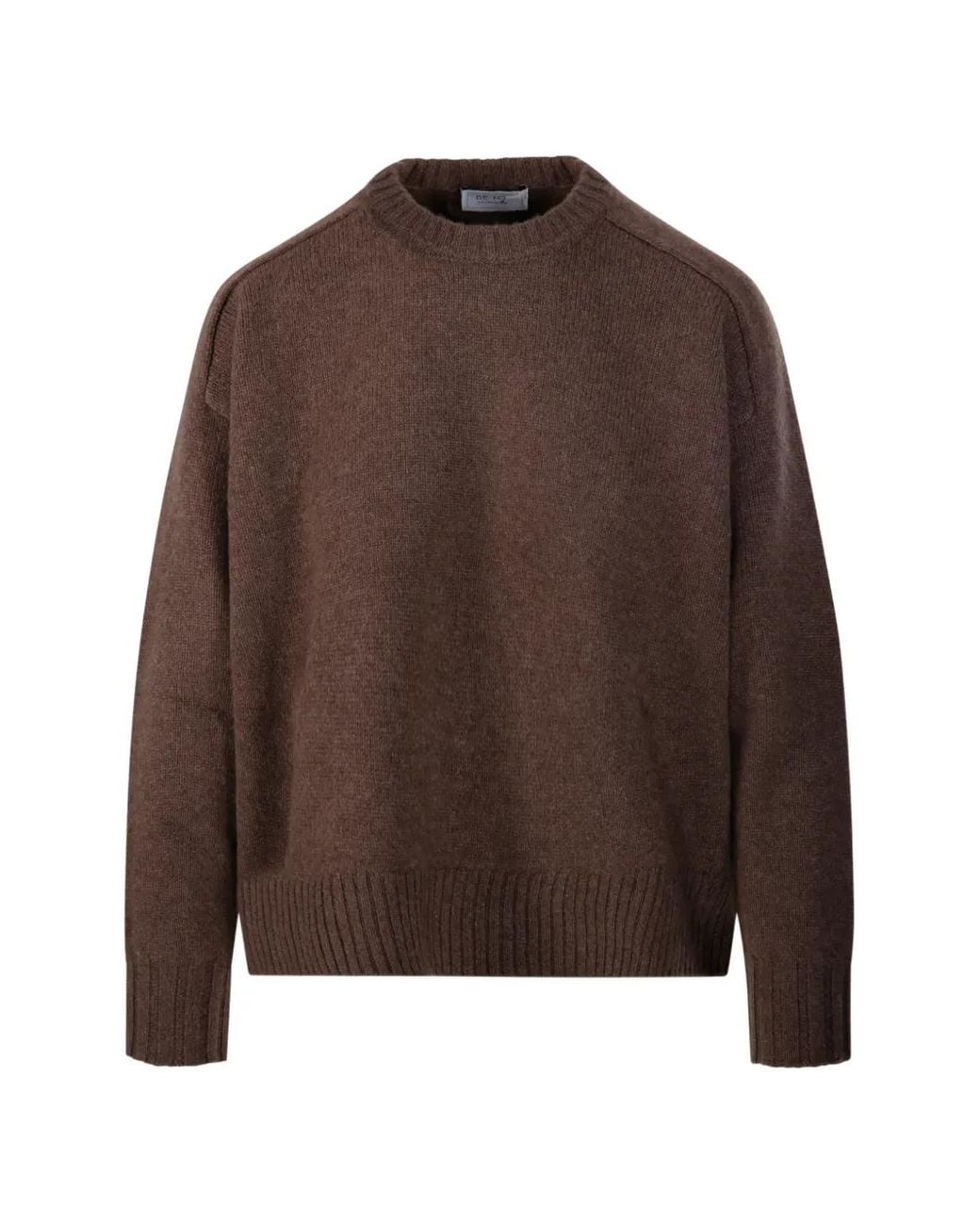 Be You Brown Ribbed-Trim Crew-Neck Sweater