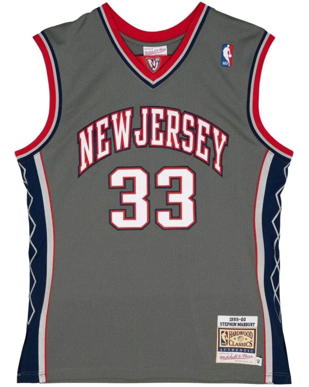 Mitchell & Ness Gray "Nba New Jersey Nets 1999 Stephon Marbury" Basketball Jersey for men