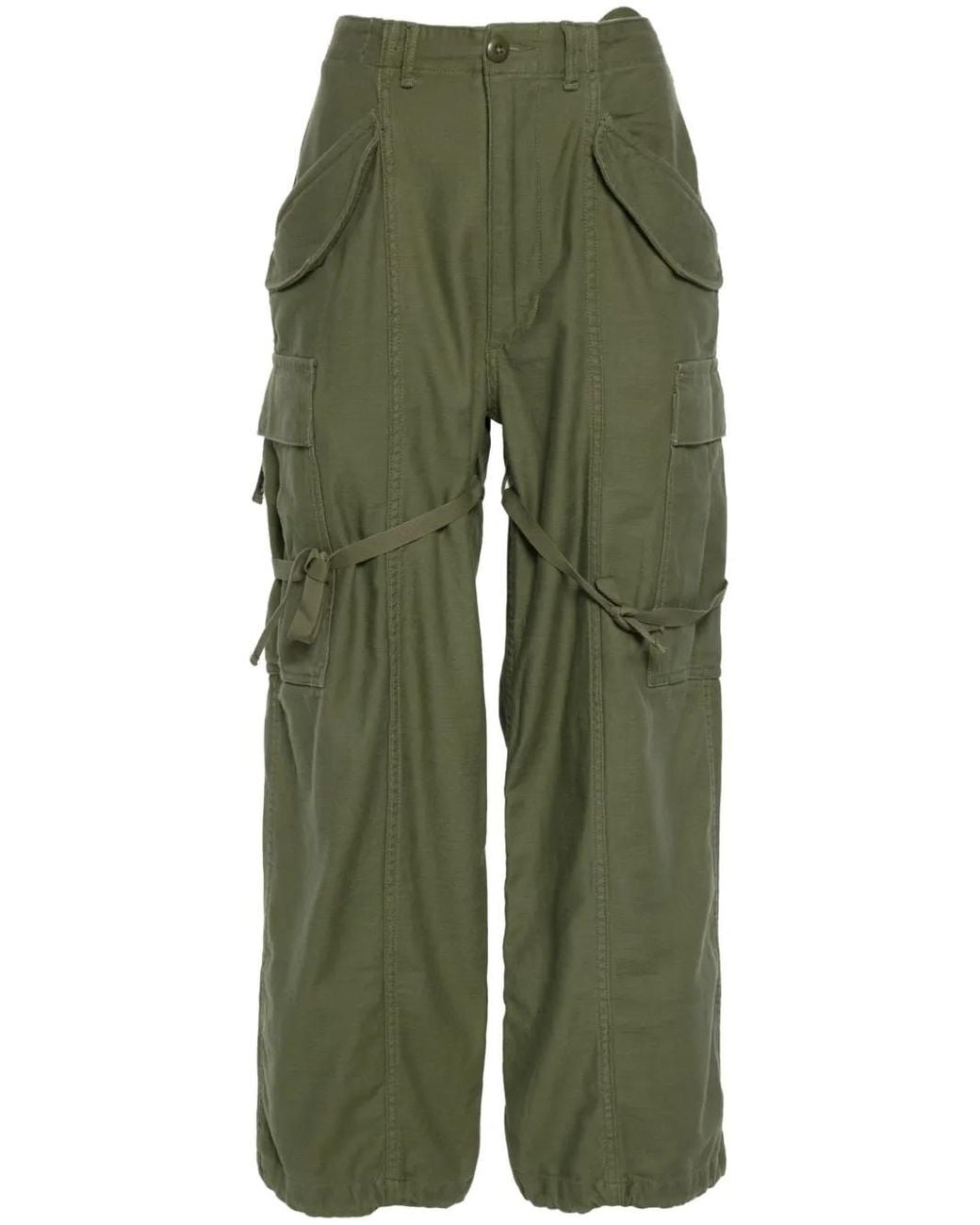 R13 Green Cotton Cargo Trousers