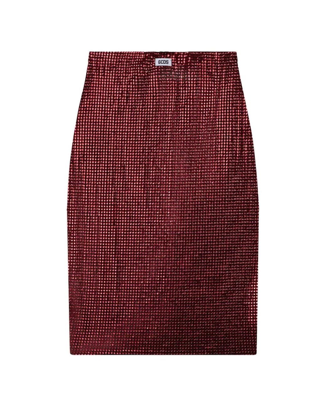 Gcds Purple Sparkling Pencil Skirt