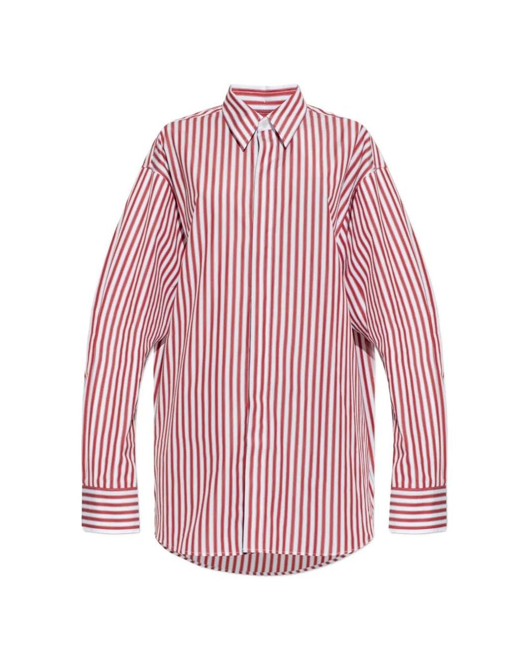 AMI Pink Striped-Pattern Shirt