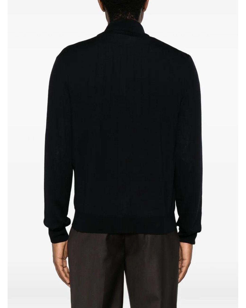 Heritage Black Zip-Up Ribbed-Knit Cardigan for men