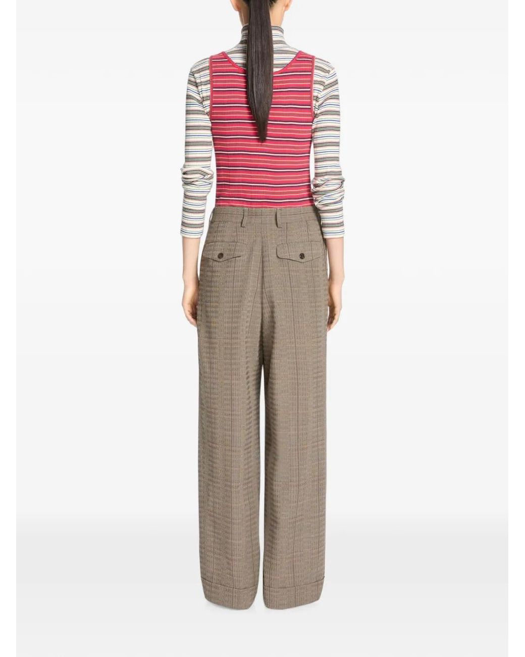 Dries Van Noten Brown Pleated Wool Trousers