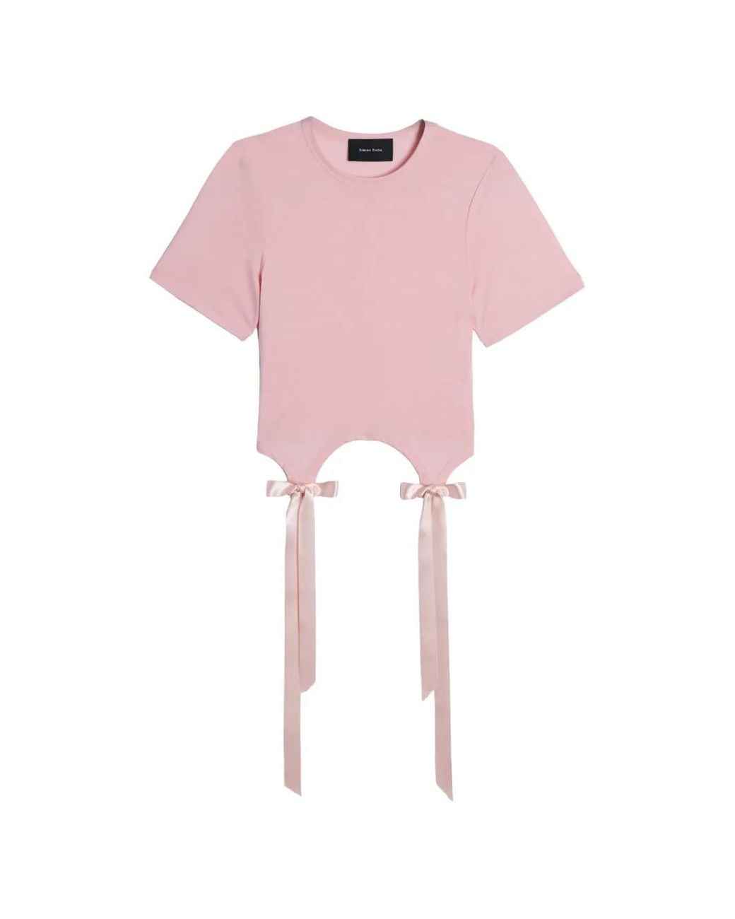 Simone Rocha Pink Bow-Detail Cutout T-Shirt