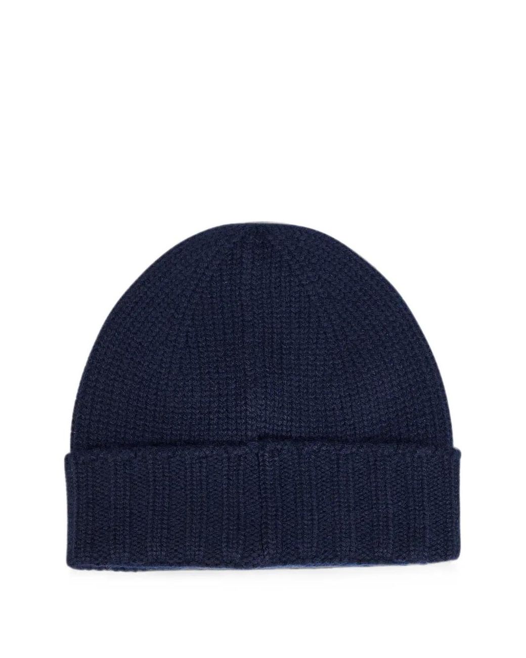 D4.0 Blue Ribbed-Knit Wool Beanie Hat for men