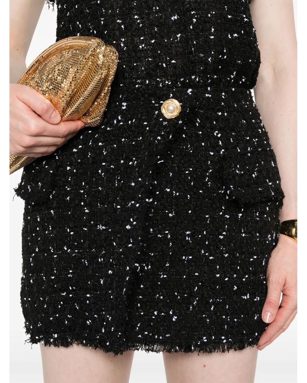 Balmain Black Tweed Mini Skirt