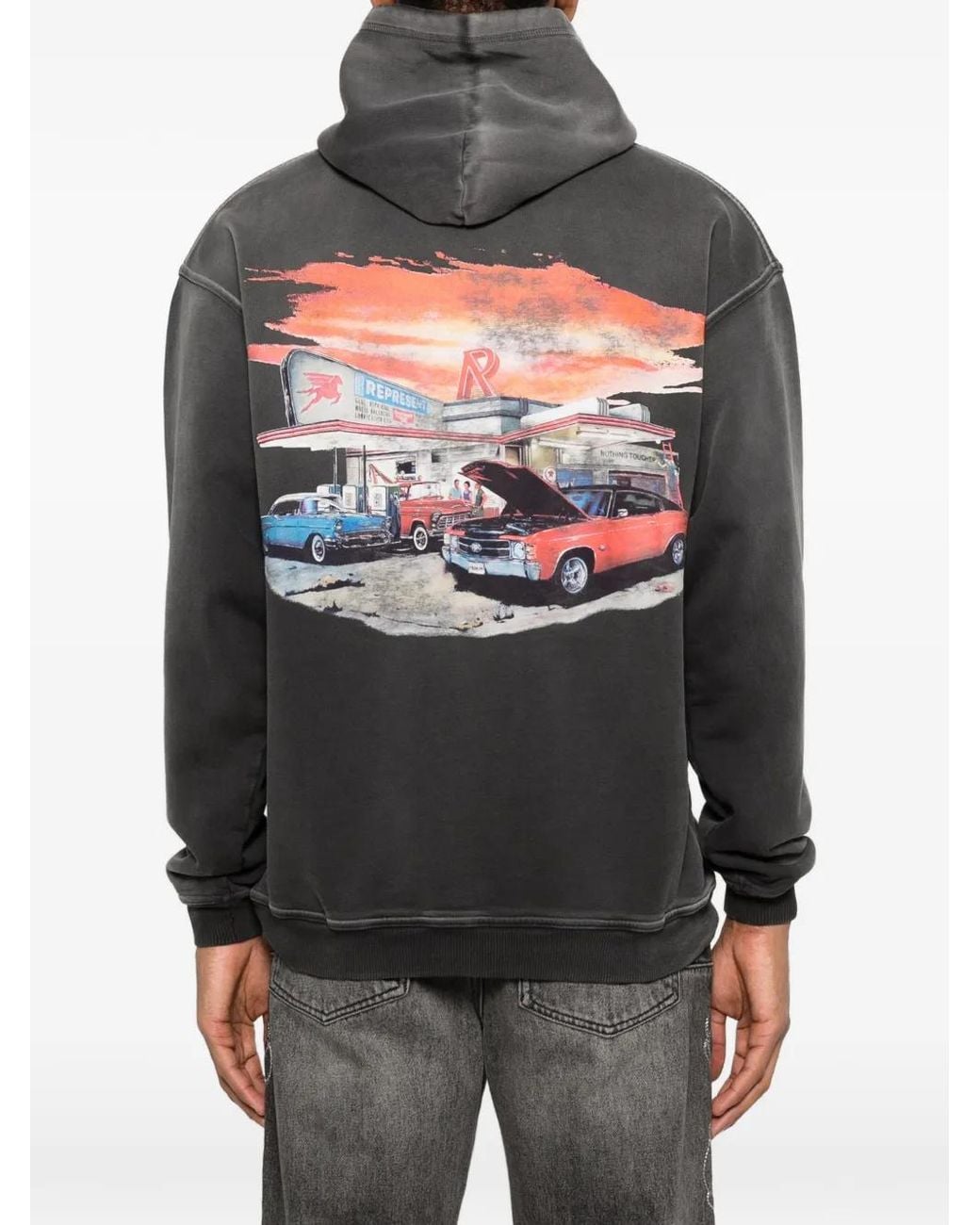 Represent Black 24 Hour Service Graphic-Print Hoodie for men