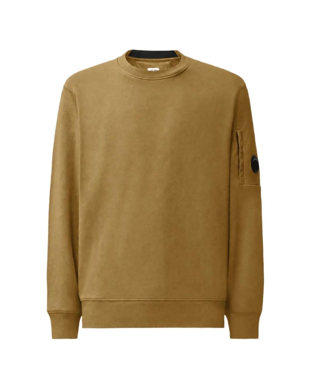 C P Company Green Diagonal Raised Fleece Lens Crewneck Sweatshirt for men