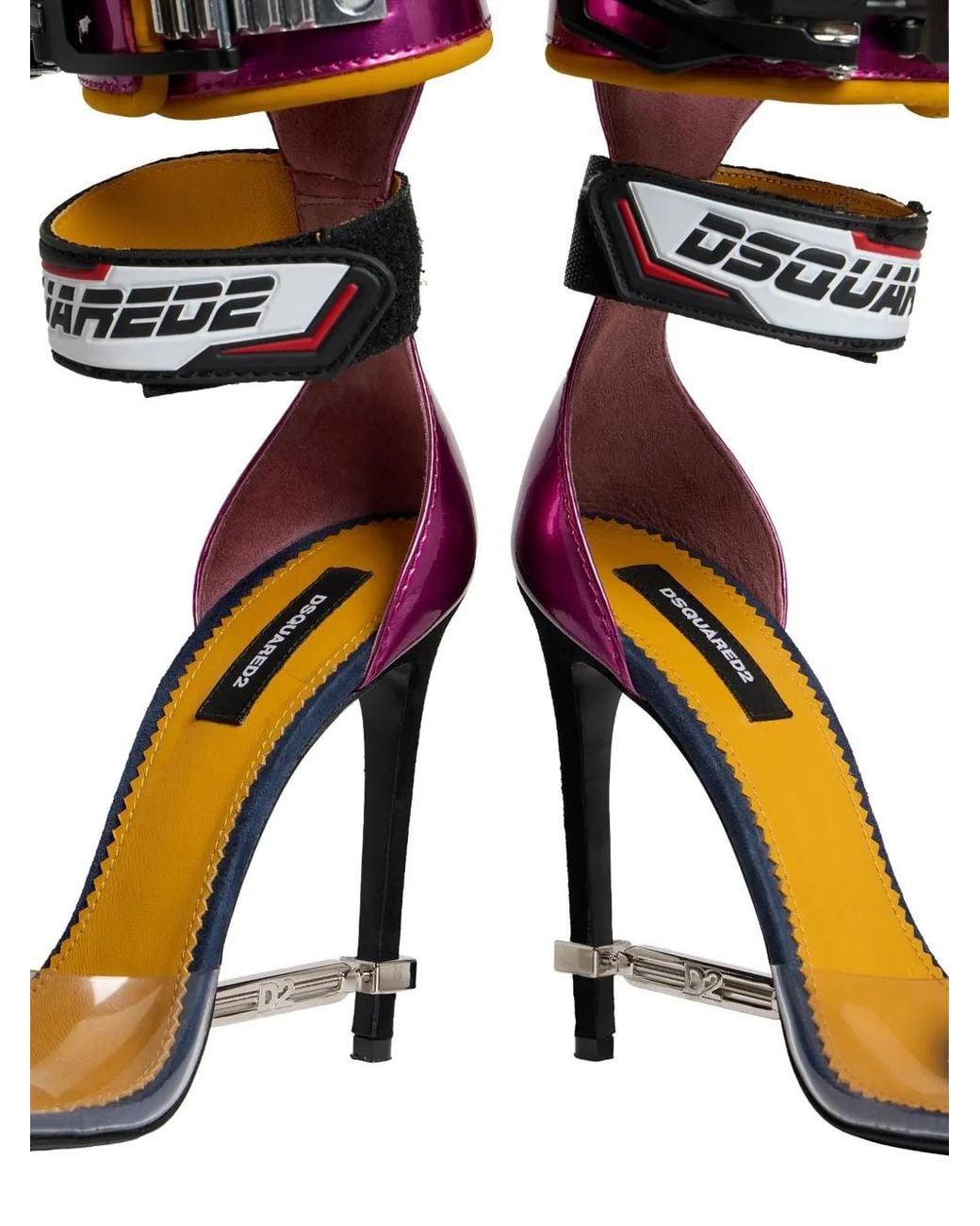 DSquared² White Metallic Leather Touch-Strap Sandals