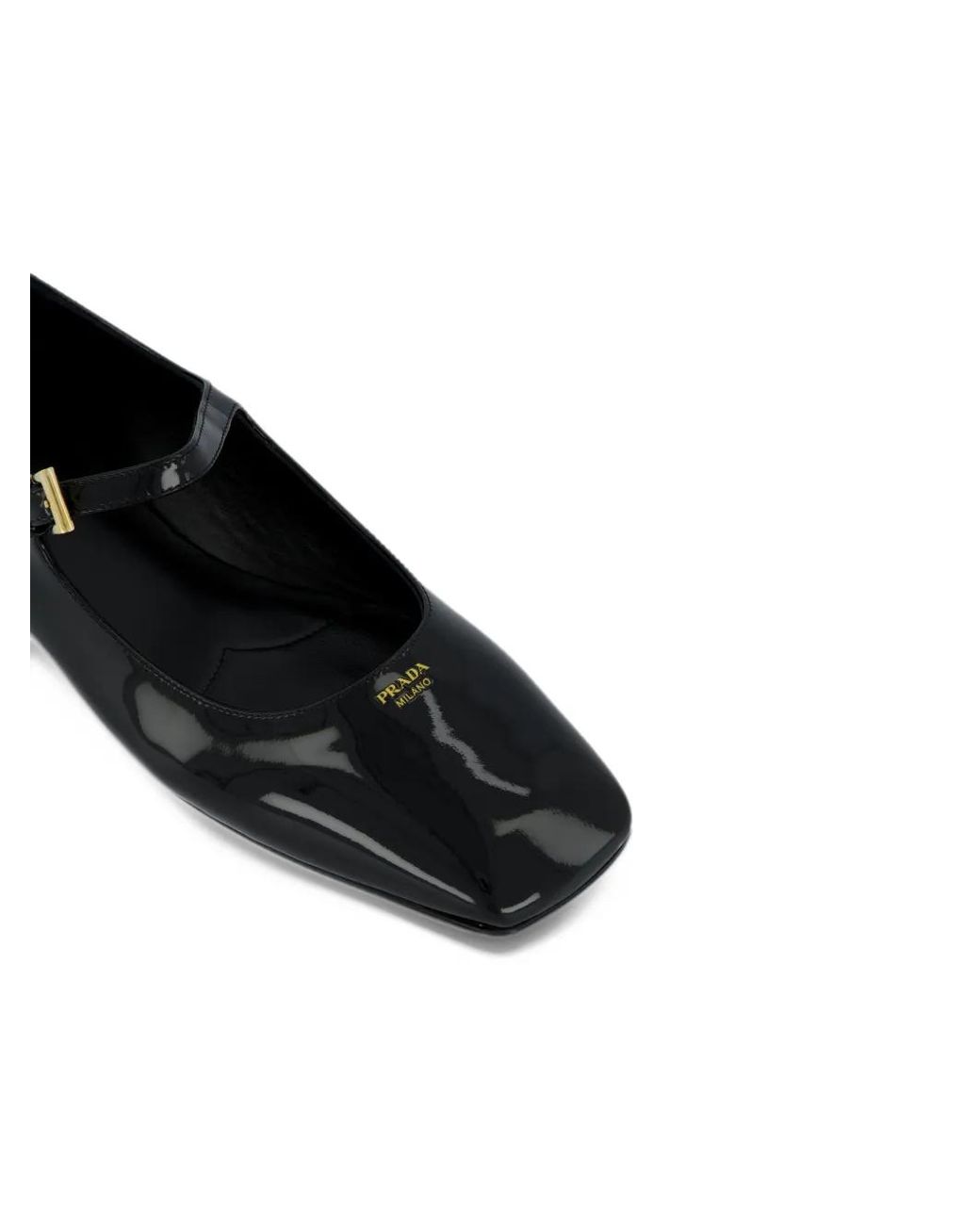 Prada Black Patent Leather Buckle-Fastening Ballet Flats