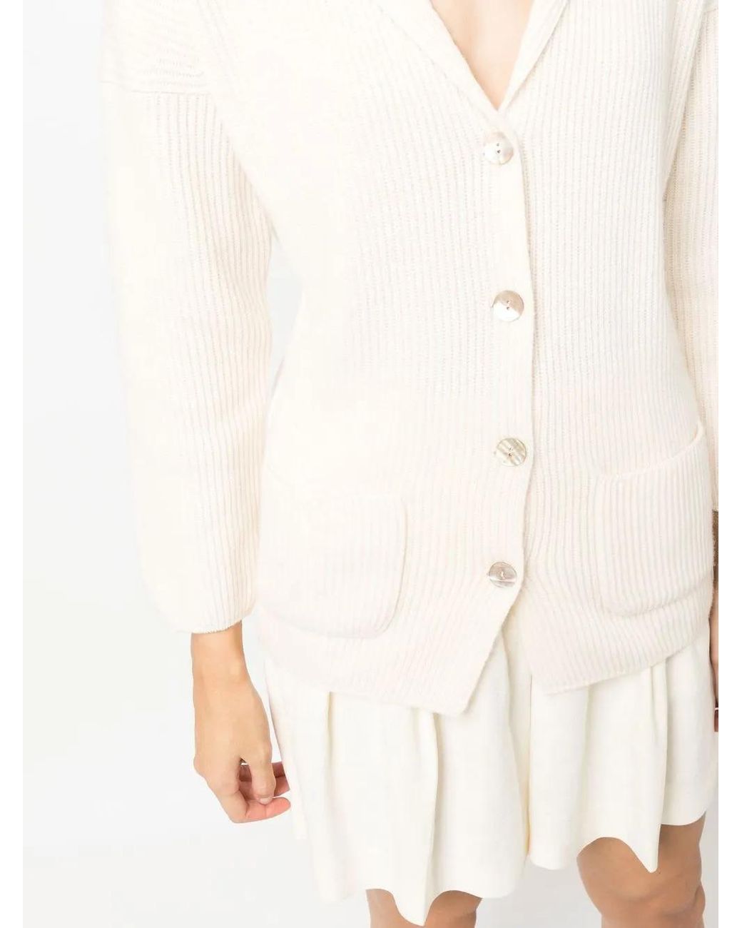 CORTE DI KEL Natural Ribbed-Knit Cardigan