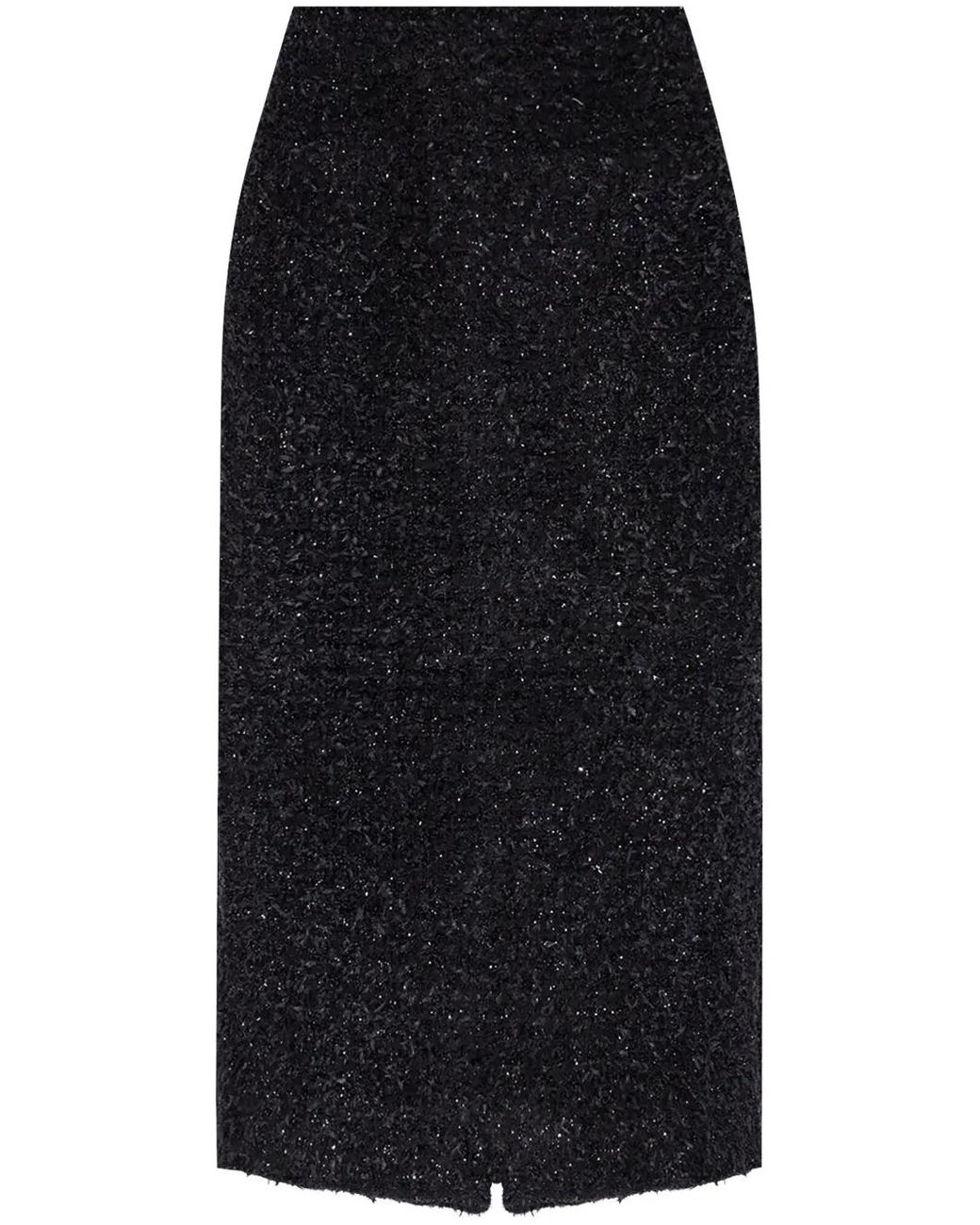 Balenciaga Black Tweed Midi Skirt