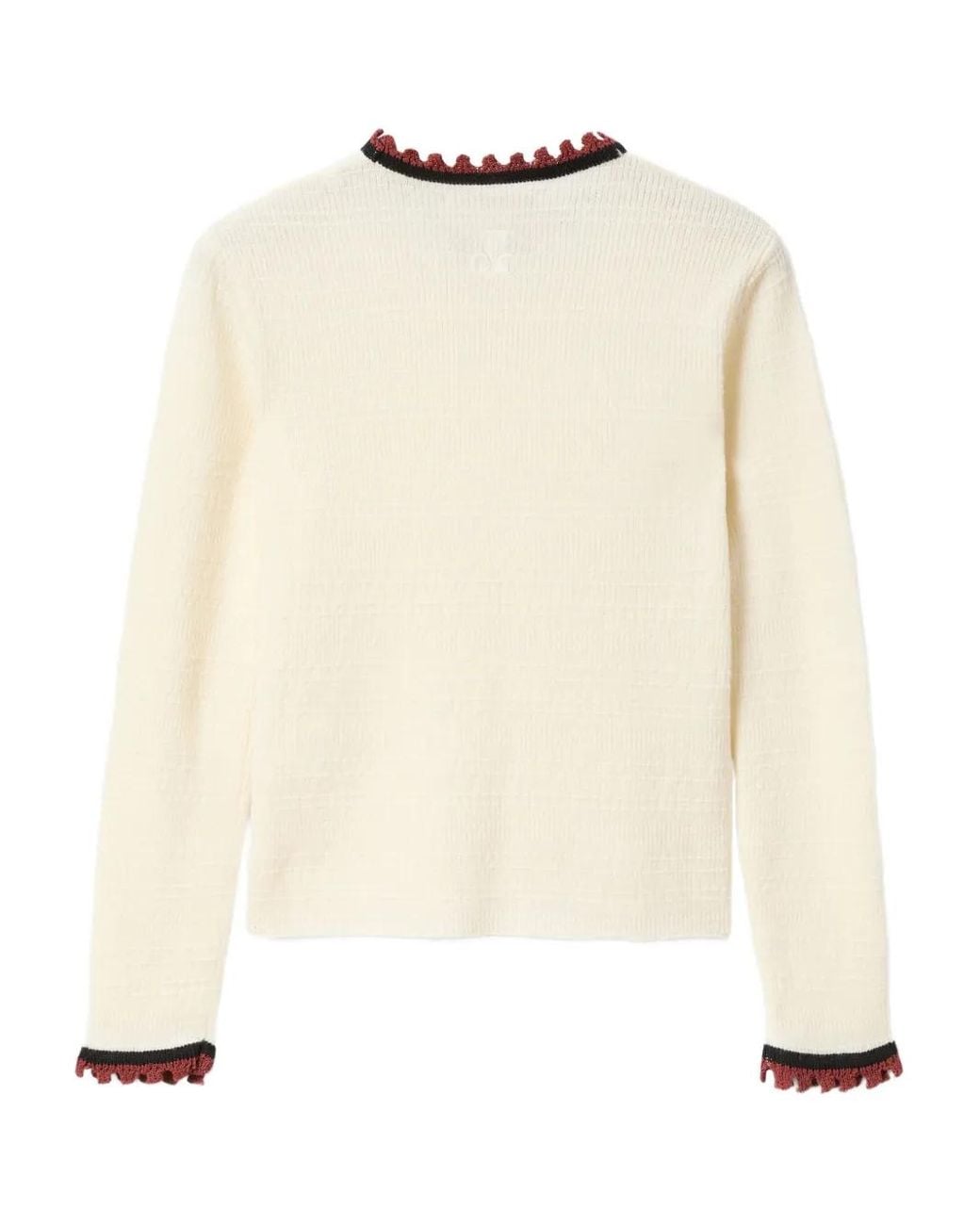 LaDoubleJ White Scallop-Trimmed Wool-Blend Sweater