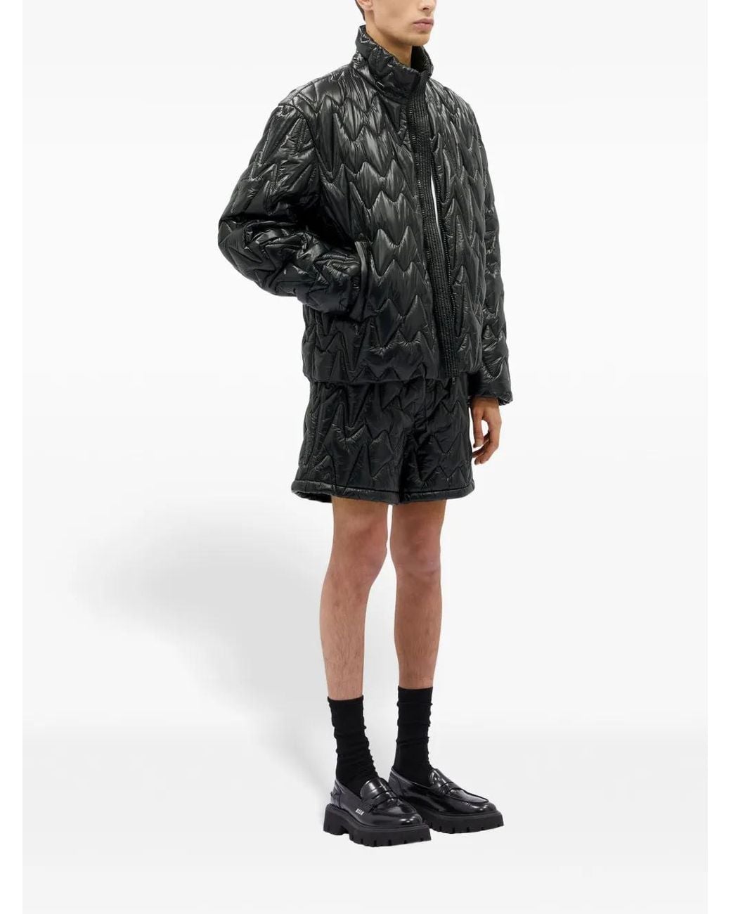 MSGM Black Quilted Padded Jacket for men
