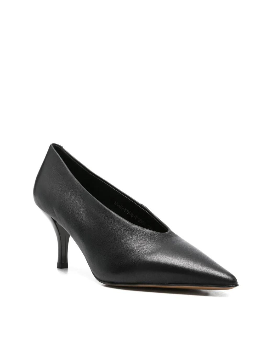 SERGIO MORETTI FIRENZE Black Pointed-Toe Leather Pumps