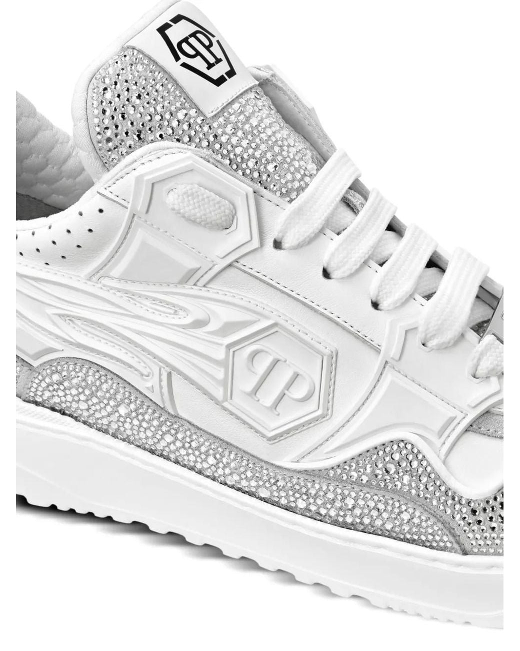 Philipp Plein White Leather Low-Top Sneakers Moon Walker for men