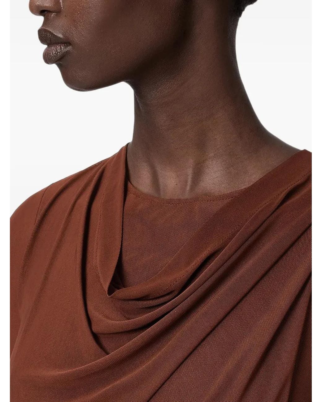 AllSaints Brown Draped Asymmetric Dress