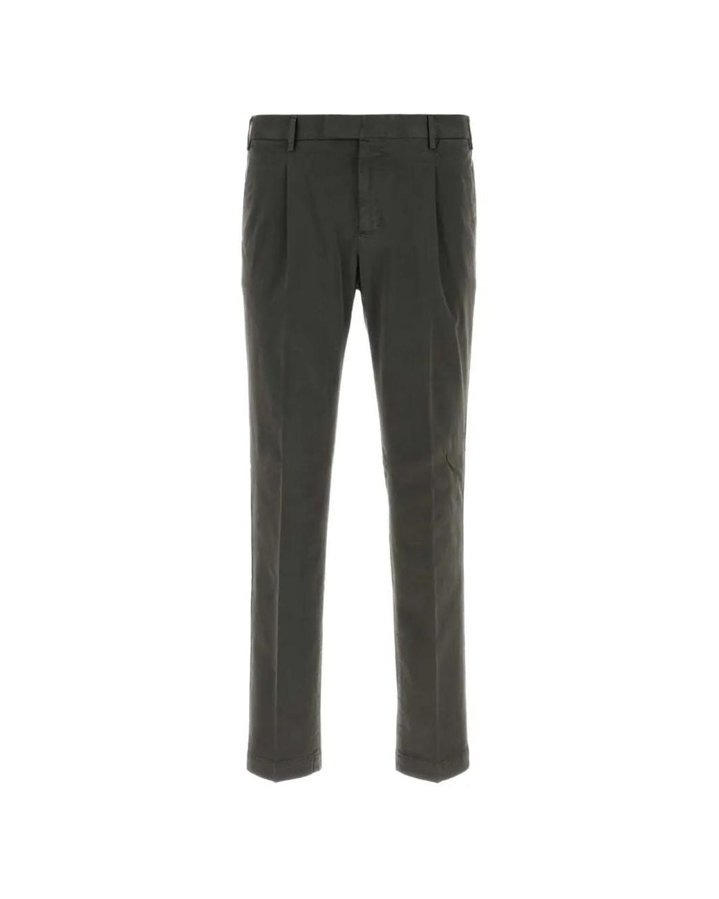 PT Torino Gray Pleated Belt-Loop Trousers for men