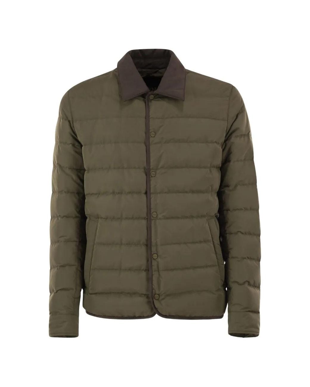 Herno Green Quilted Shirt-Collar Padded Jacket for men
