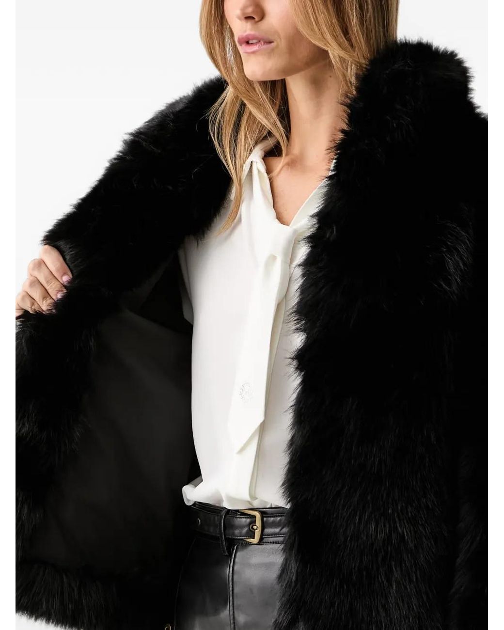 Silvian Heach Black Veste En Fourrure Artificielle