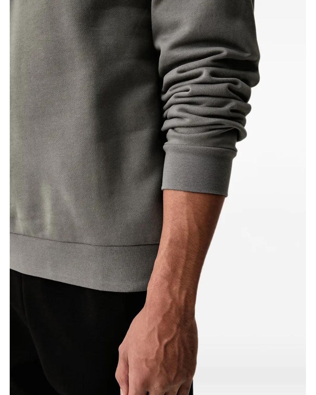 EA7 Gray Quarter-Zip Logo-Print Sweater for men