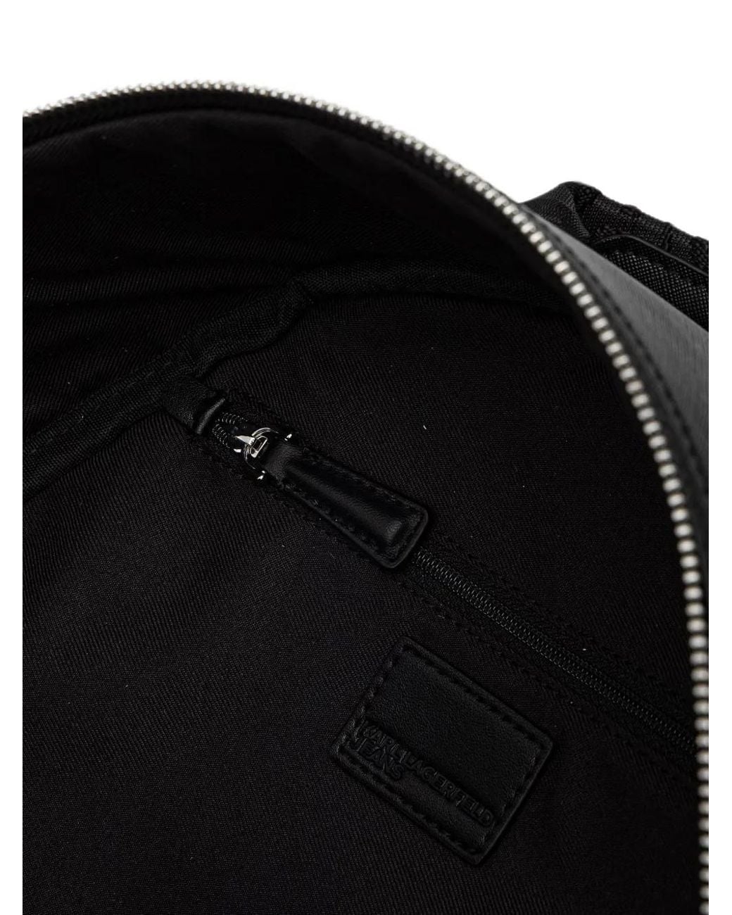 Karl Lagerfeld Black Logo-Print Zip-Around Backpack for men