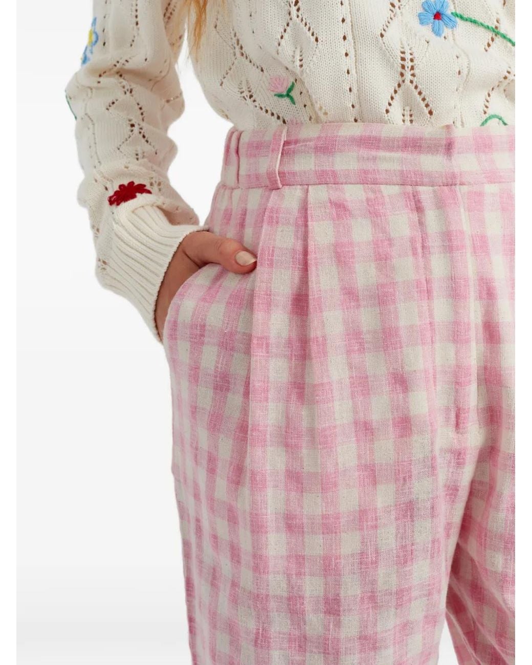 Chinti & Parker Pink Gingham-Pattern Trousers