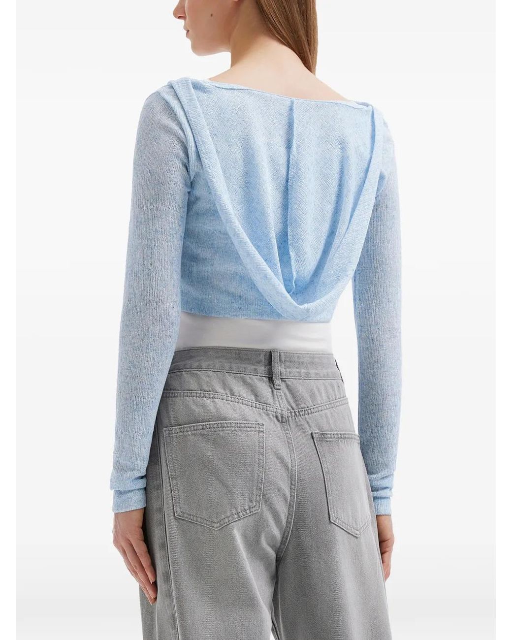 B+ AB Blue Hooded Long-Sleeved Top