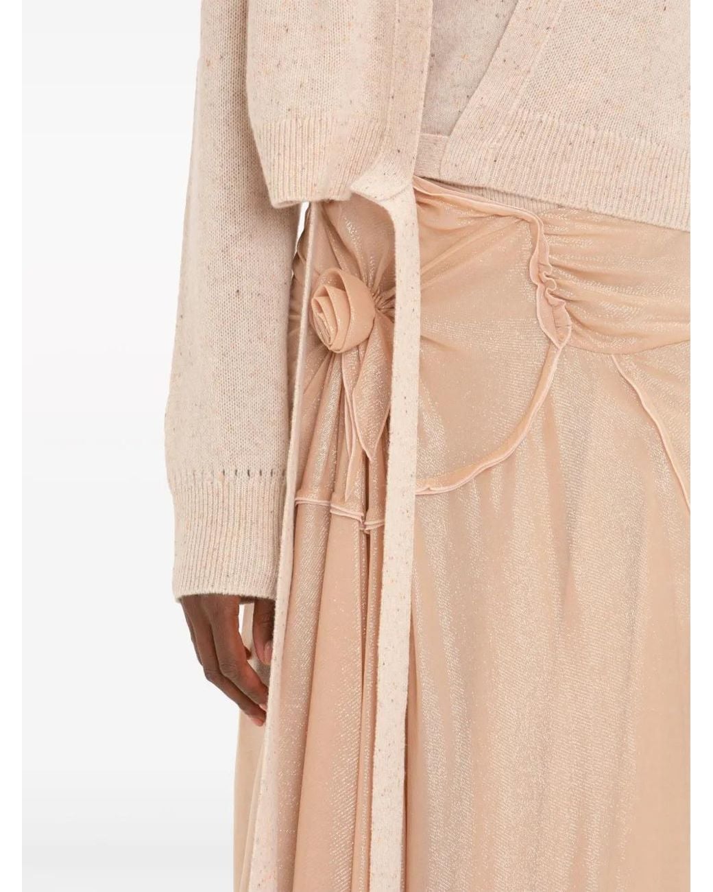 Victoria Beckham Natural Wrap-Front Cashmere Cardigan