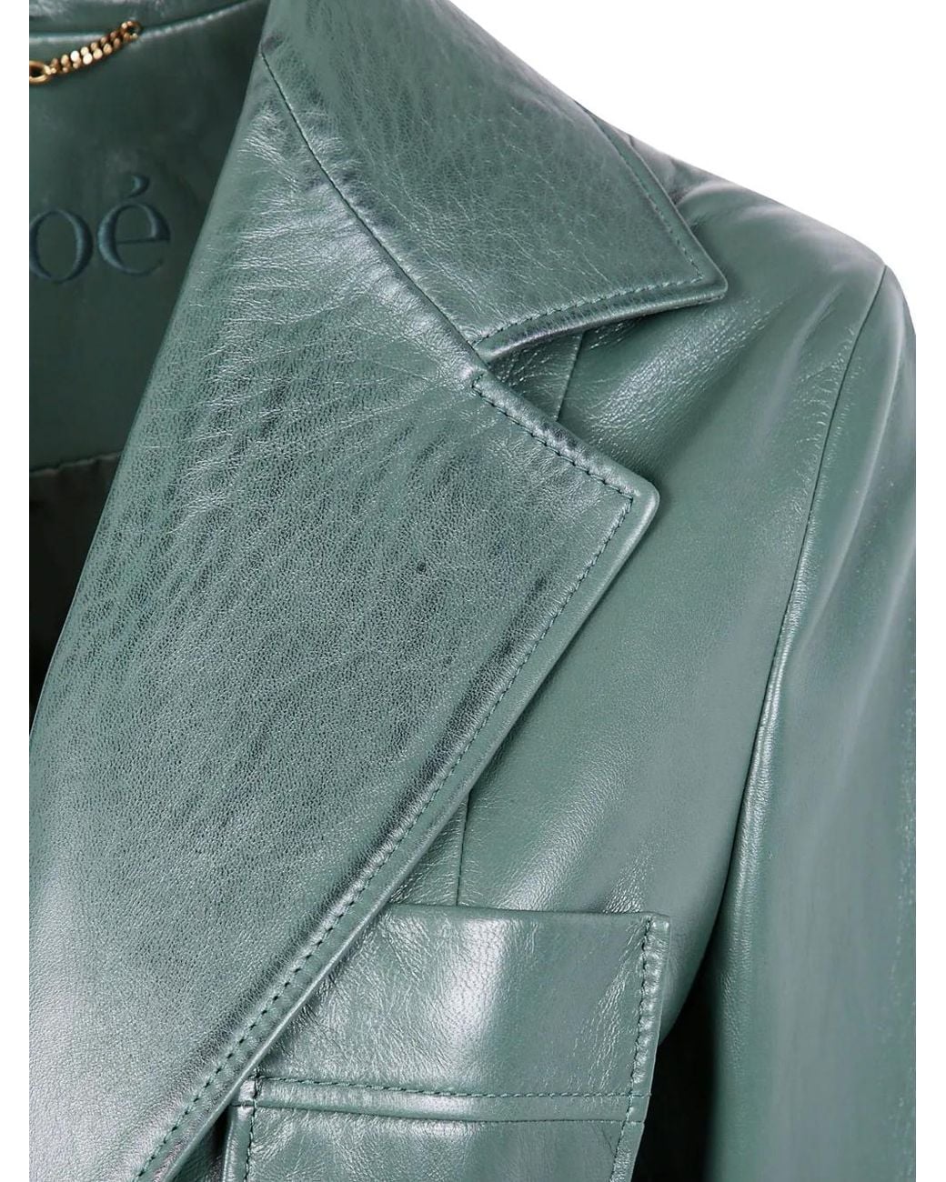 Chloé Green Single Button Blazer Leather Jacket