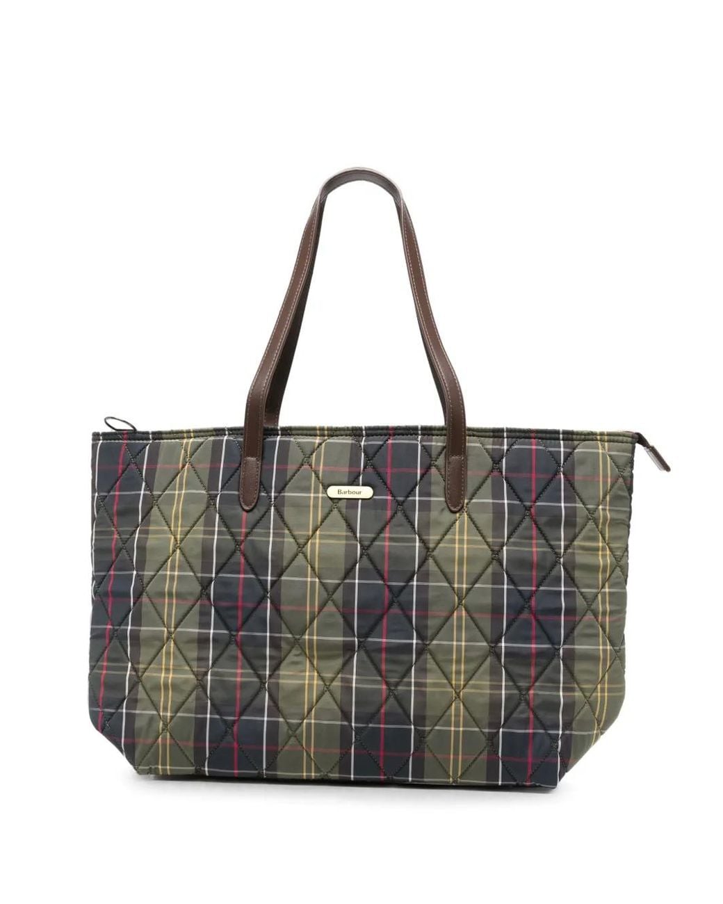 Barbour Black Wetherham Quilted Tartan-Pattern Tote Bag