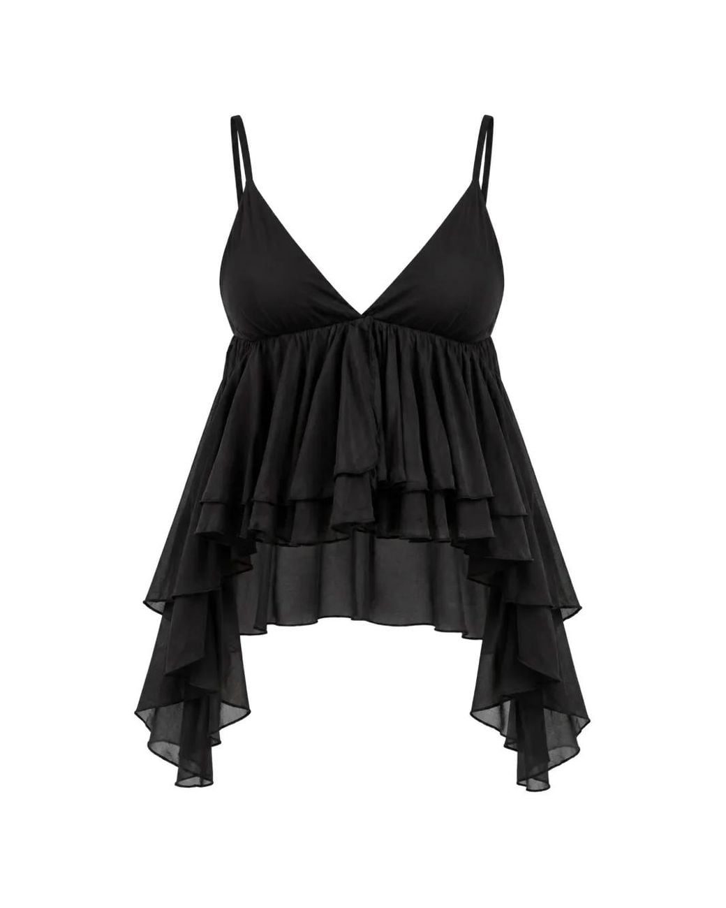 Kaos Black Ruffled Tiered Top