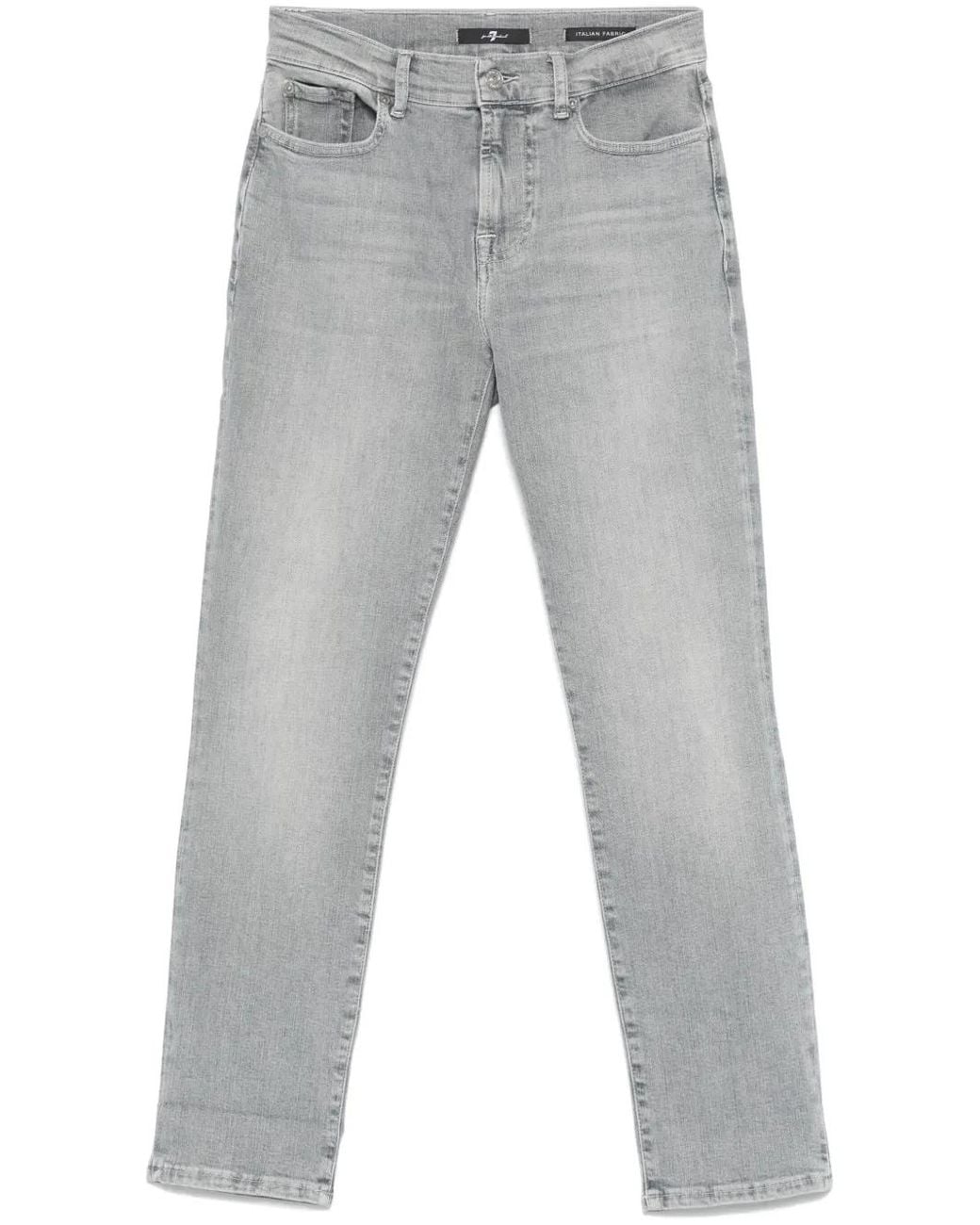 7 For All Mankind Gray Mid-Rise Skinny Jeans